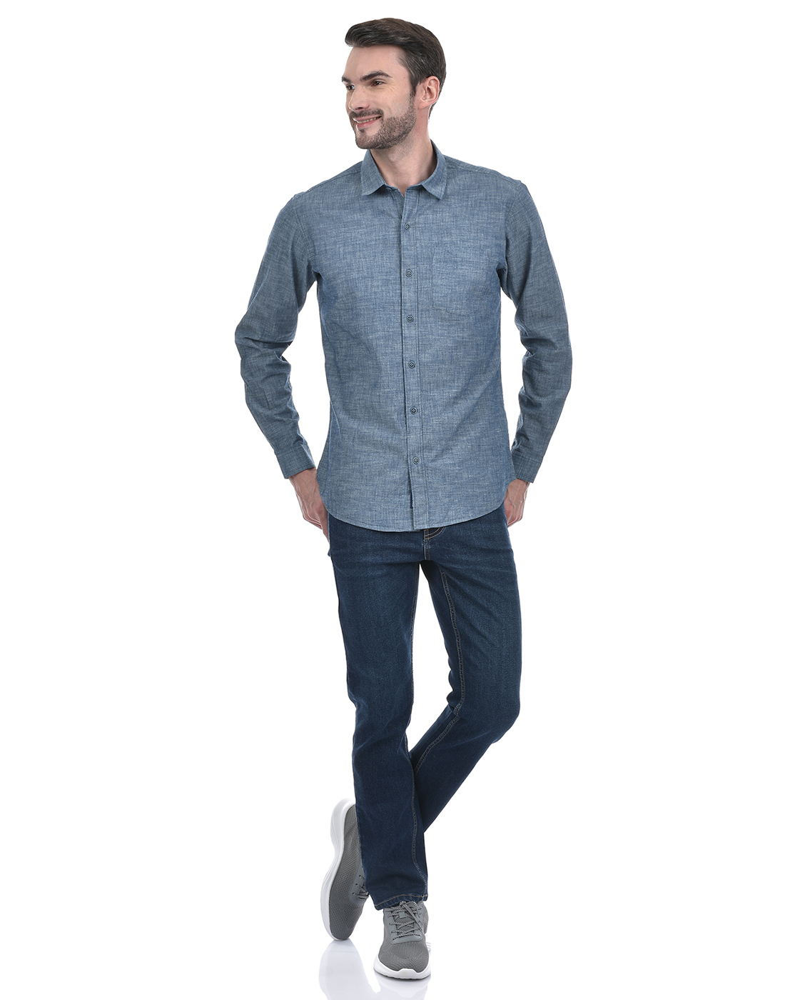Numero Uno Men Solid Light Blue Shirt
